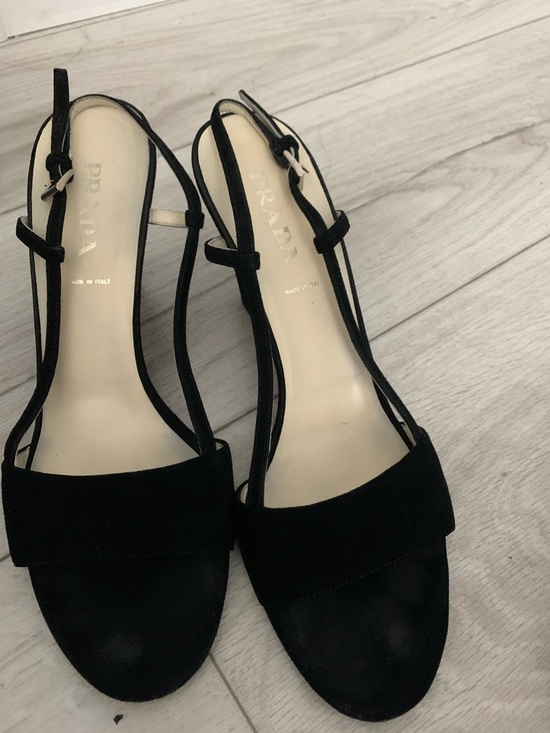 Prada Shoes - Prada Black Suede Slingback Open-Toe Heels